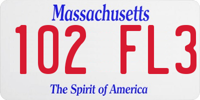 MA license plate 102FL3