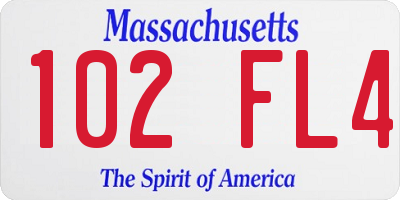 MA license plate 102FL4