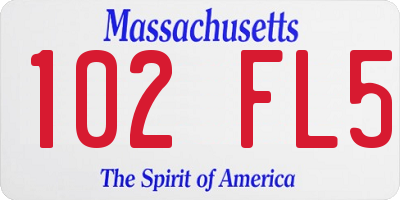 MA license plate 102FL5