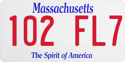 MA license plate 102FL7