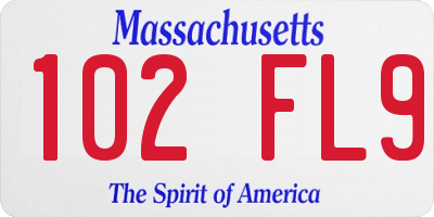 MA license plate 102FL9