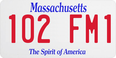 MA license plate 102FM1