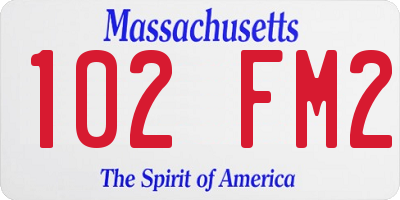 MA license plate 102FM2