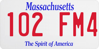 MA license plate 102FM4