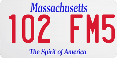 MA license plate 102FM5