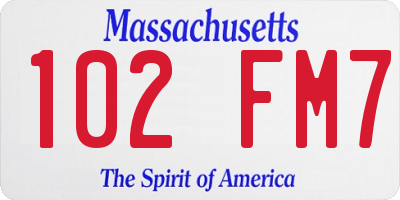 MA license plate 102FM7