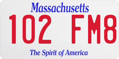 MA license plate 102FM8