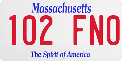 MA license plate 102FN0