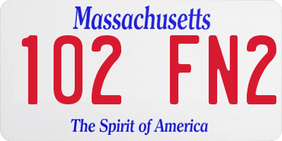 MA license plate 102FN2