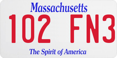 MA license plate 102FN3