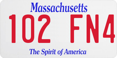 MA license plate 102FN4