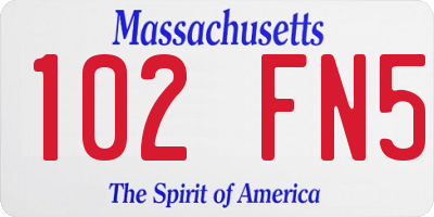 MA license plate 102FN5