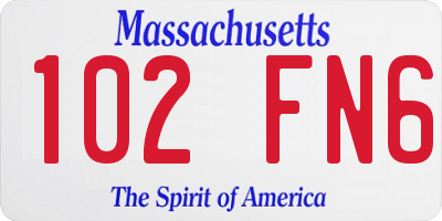 MA license plate 102FN6