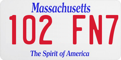 MA license plate 102FN7