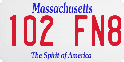 MA license plate 102FN8