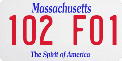 MA license plate 102FO1