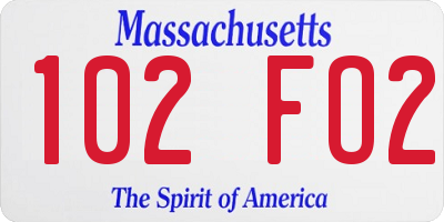 MA license plate 102FO2