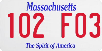 MA license plate 102FO3