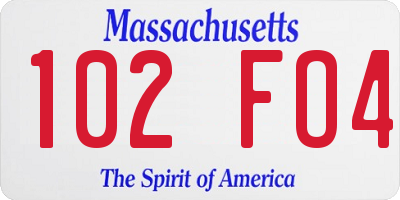 MA license plate 102FO4