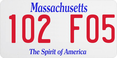 MA license plate 102FO5