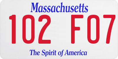 MA license plate 102FO7