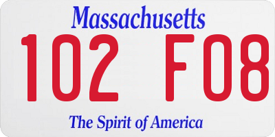 MA license plate 102FO8