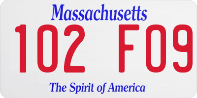 MA license plate 102FO9
