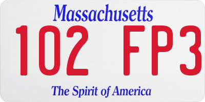 MA license plate 102FP3