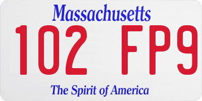 MA license plate 102FP9