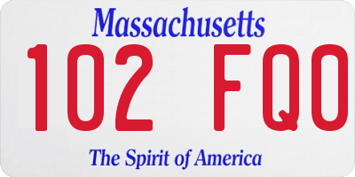 MA license plate 102FQ0