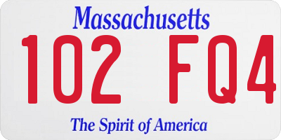 MA license plate 102FQ4