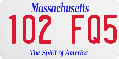 MA license plate 102FQ5