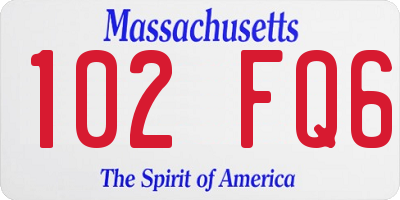 MA license plate 102FQ6