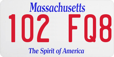 MA license plate 102FQ8