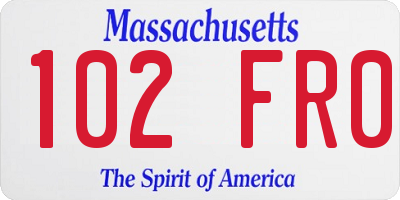 MA license plate 102FR0