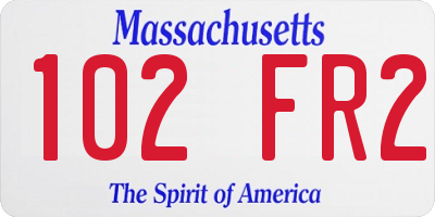 MA license plate 102FR2