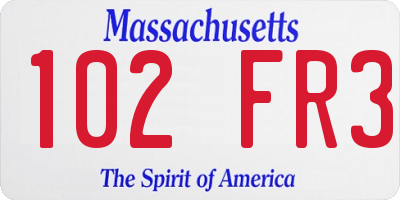 MA license plate 102FR3