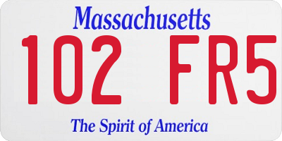 MA license plate 102FR5