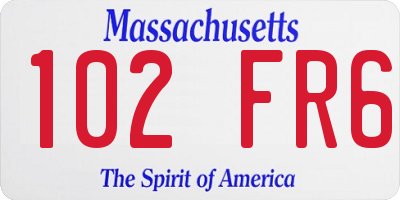 MA license plate 102FR6