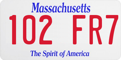 MA license plate 102FR7