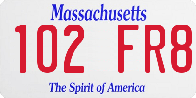 MA license plate 102FR8