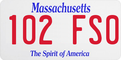 MA license plate 102FS0