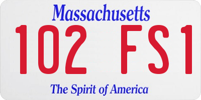 MA license plate 102FS1