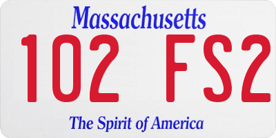 MA license plate 102FS2