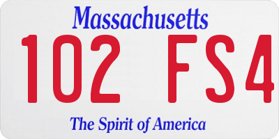 MA license plate 102FS4