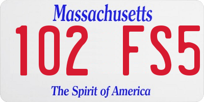 MA license plate 102FS5