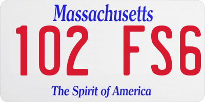 MA license plate 102FS6