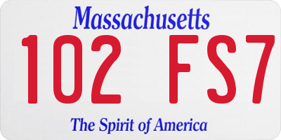 MA license plate 102FS7