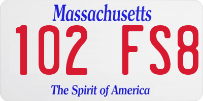 MA license plate 102FS8