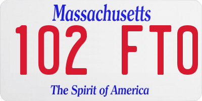 MA license plate 102FT0